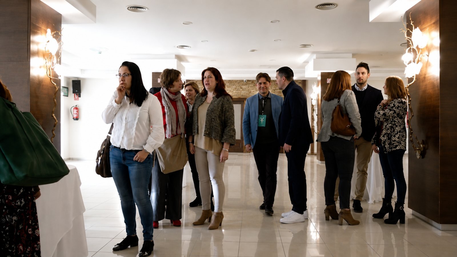 Networking en el hall del hotel