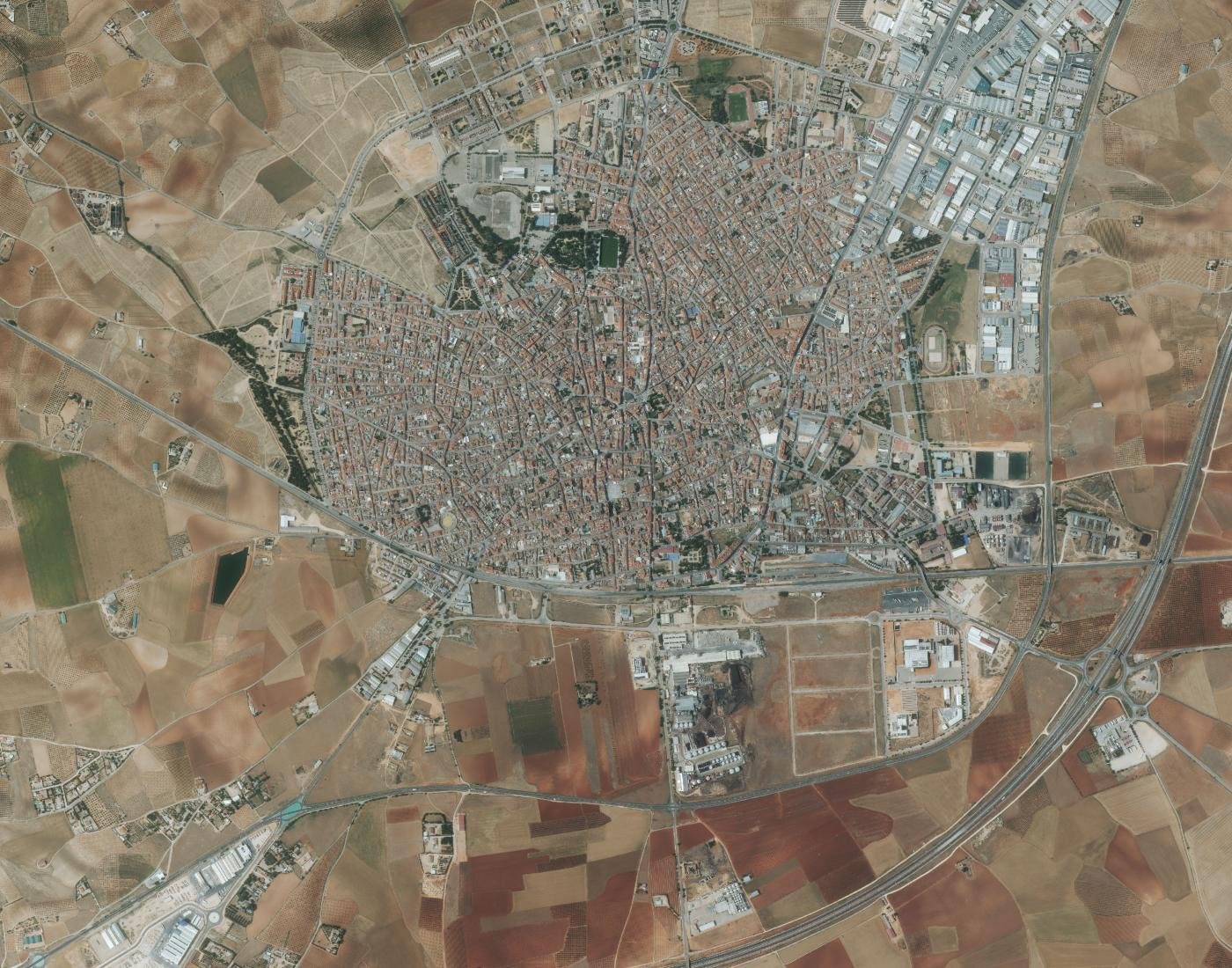 Vista aérea de Villarrobledo y su entorno agrícola